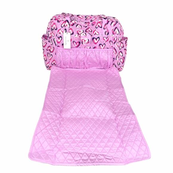 Vera Bradley Baby Diaper Bag Hearts Iced Pink Purple - Picture 2 of 9